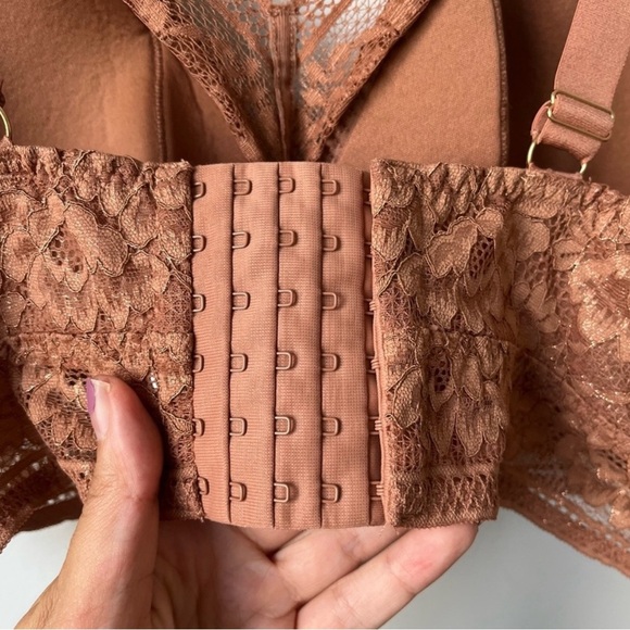 KNIX Lace Longline V-neck Bra Metallic Thread XXXXL+ Limited Edition Gilded Gold - Picture 6 of 12